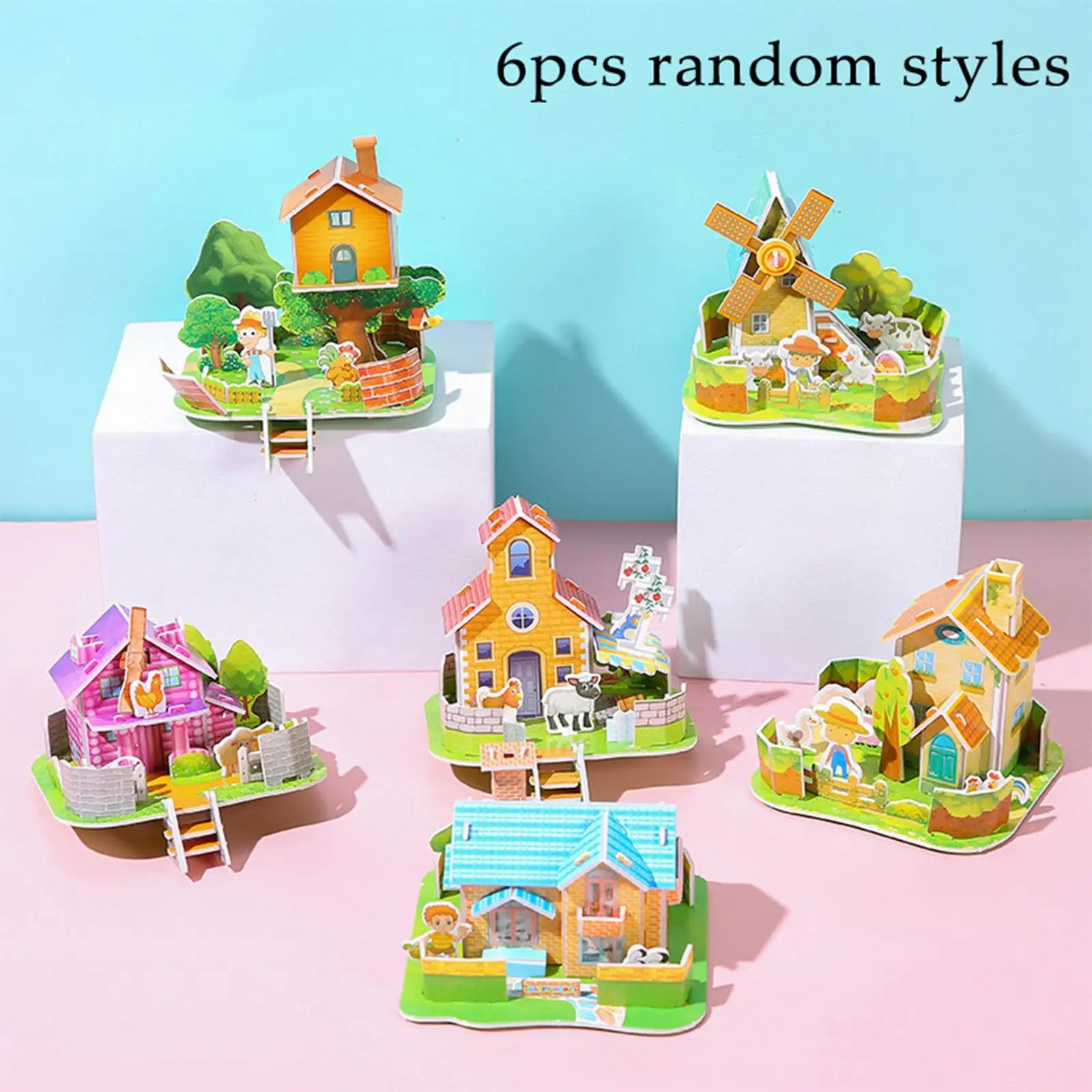 

6Pcs 3D Puzzles Early Development Fine Motor Skills Educational Ages 4-7 Years