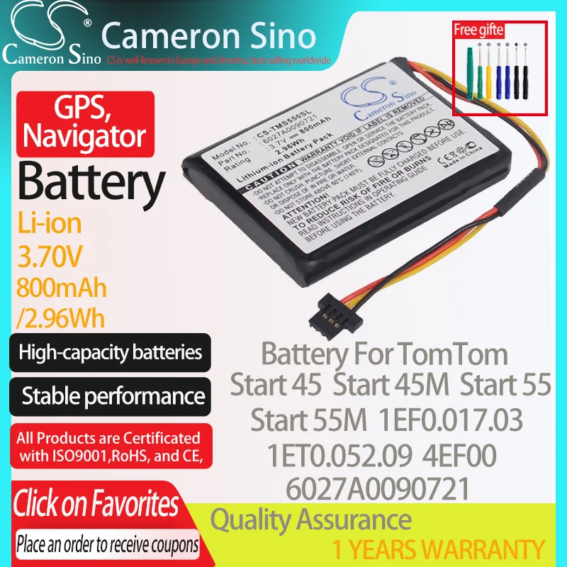 Cameronsino Battery For Tomtom Start 45 Start 45m Start 55 Start 55m  1ef0.017.03 Fits Tomtom 6027a0090721 Gps,navigator Battery - Digital  Batteries - AliExpress