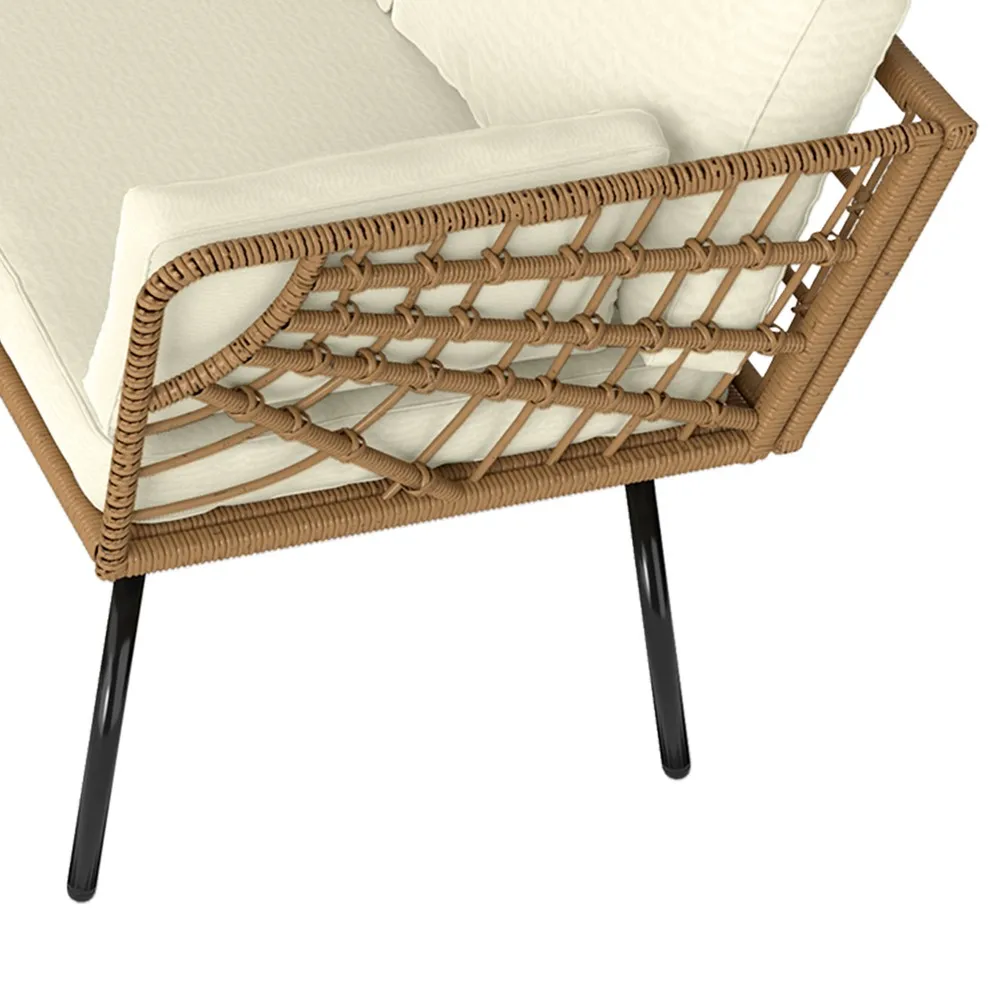 4Pcs Patio Furniture Set L-Shaped Conversation Sectional Sofa Rattan Wicker