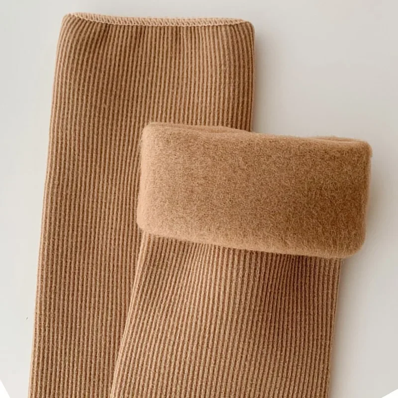 Add Velvet Cotton Sock Cold Resistant Warm Cashmere Middle Tube Socks Autumn Winter Thick Velvet Lining Wool Thermal Hosiery