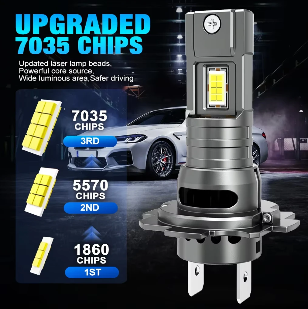 850W 캔버스 H7 LED 자동차 헤드라이트 1:1 미니 사이즈 LED 전구 6000K 700000LM 자동차 램프 안개등 CSP 무선 자동차 LED 터보 팬 12V