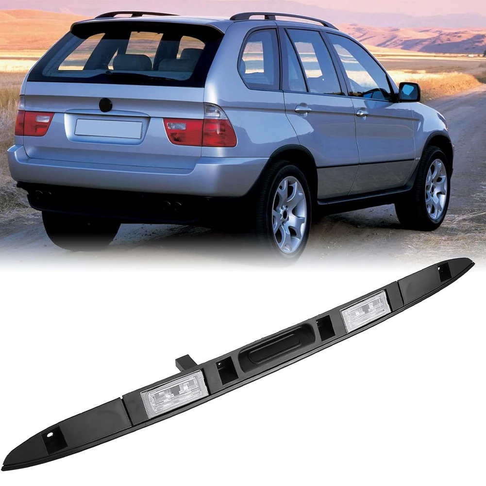 

Trunk Lid Licence Plate Grip With Key Button Tailgate Trim Lid Trunk Liftgate Pull Handle With Lamp Compatible for X5 E53