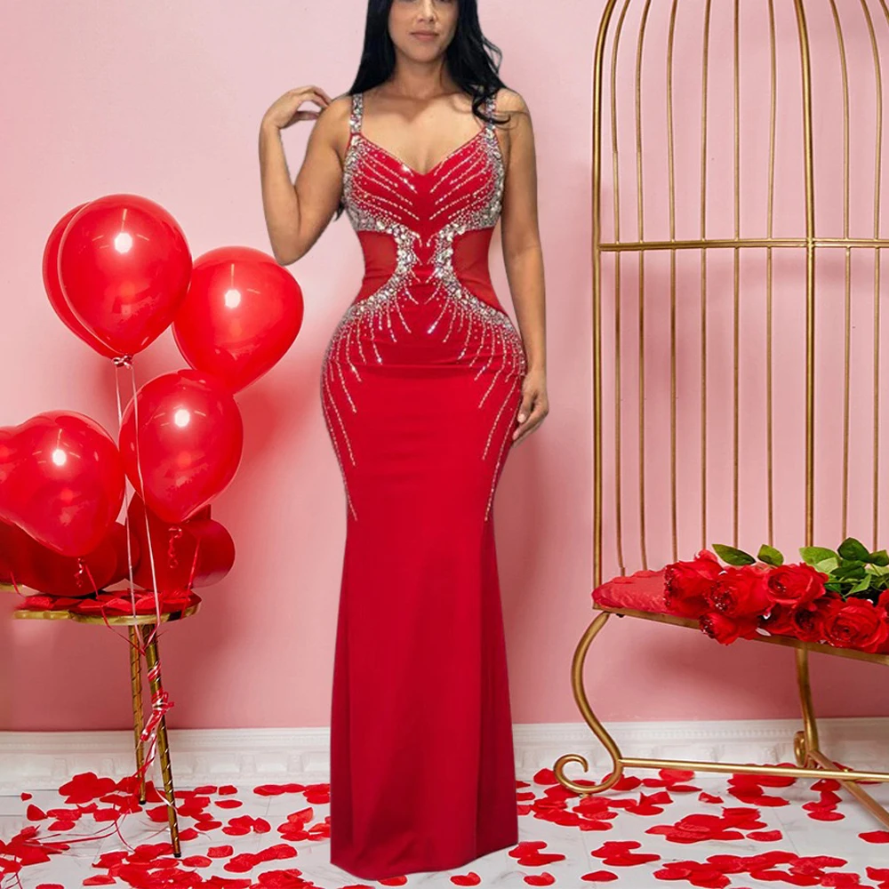 white christmas dresses Real Fur Decoration Off The Shoulder Off The Shoulder Collar Split Sexy  Dress Celebration Dinner Wedding main image 1