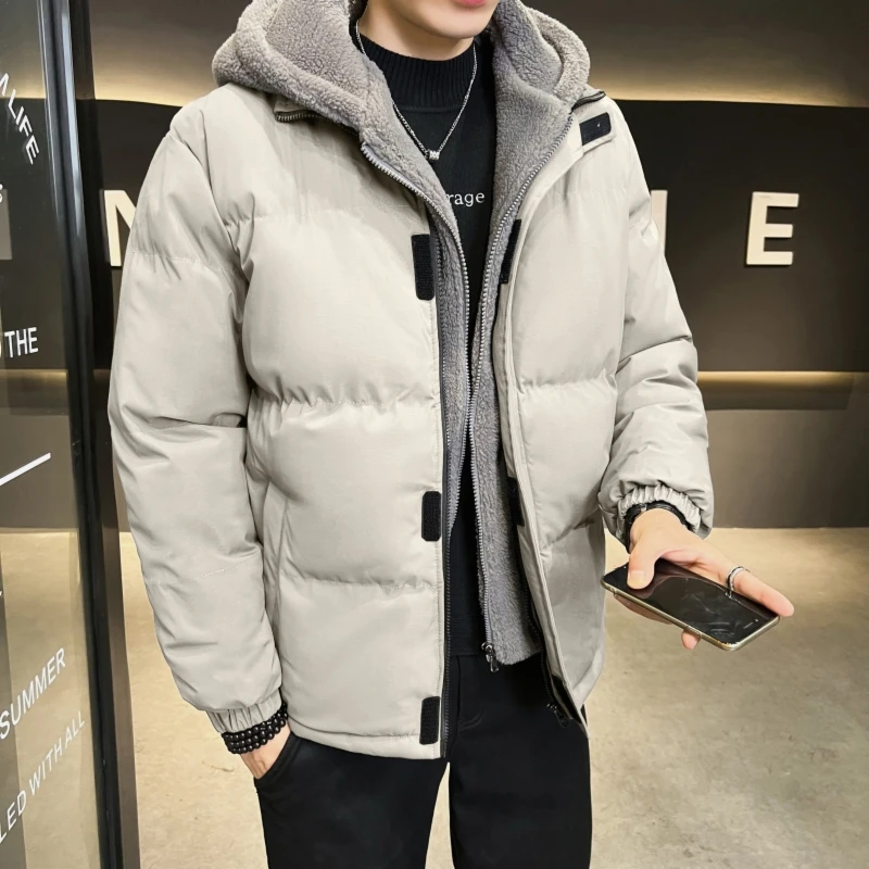 Puffer Jacket Plus Size 8XL Sherpa Hooded Puffer Jacket Men Winter Thick Warm Fleece Padded Parkas Fake Two Piece Coats