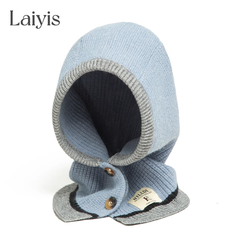 2022 Warm Ring Scarf Balaclava Hat Women Winter Knitted Cap Pullover Lady Woolen Yarn Beanie Outdoor Snood Collar Muffler New 1