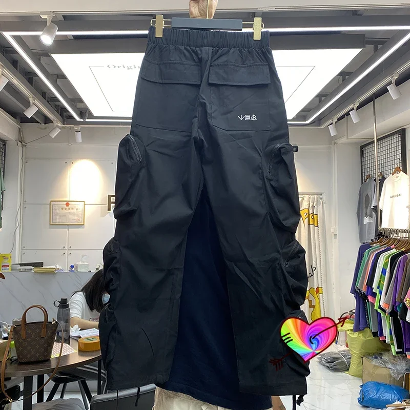 

2021 3D Multiple Pockets Cargo Pants Men Women High Quality Joggers Drawstring Zipper Sweatpants Track Trousers Embroidery Mark