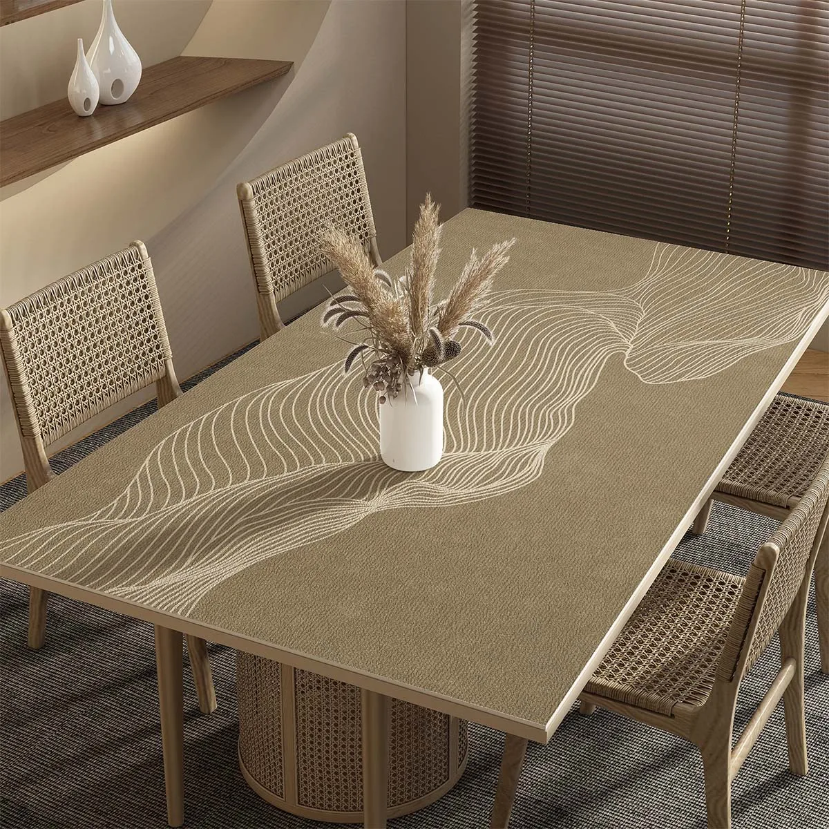 

Waterproof and Oil-proof Dining Table Mat, Non-slip Table Mats, PU Leather, Kitchen Countertop, Beige