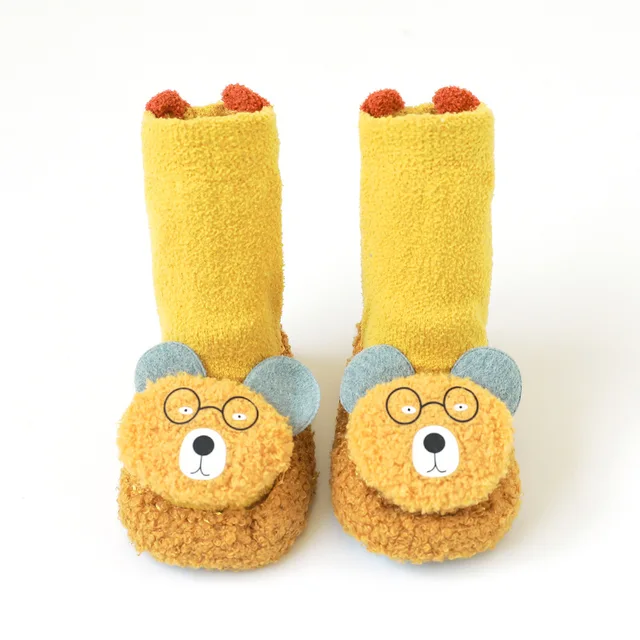 Chaussons chaussettes animaux montantes antidérapantes pour bébé garçon Chaussettes antid rapantes en molleton de corail paisses et chaudes pour b b chaussures antid rapantes