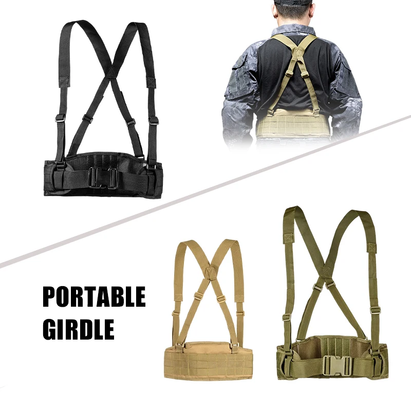 

Tactical Battle Belt Hunting Molle Battle Belt Set Military Inner Waist Lumbar Belt Support with Phone Tool Bag for War Shooting