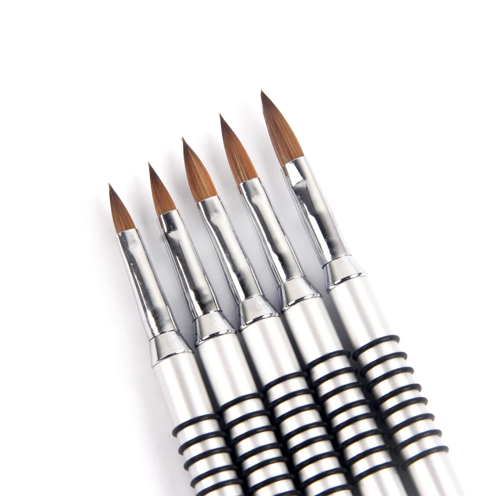 ANGNYA New 2#3#4#5#6 Kolinsky Hair Nail Art Brush Carving Powder Gel Nail Brush Acrylic Nail Brush Set Metal Hand Manicure Tools 2