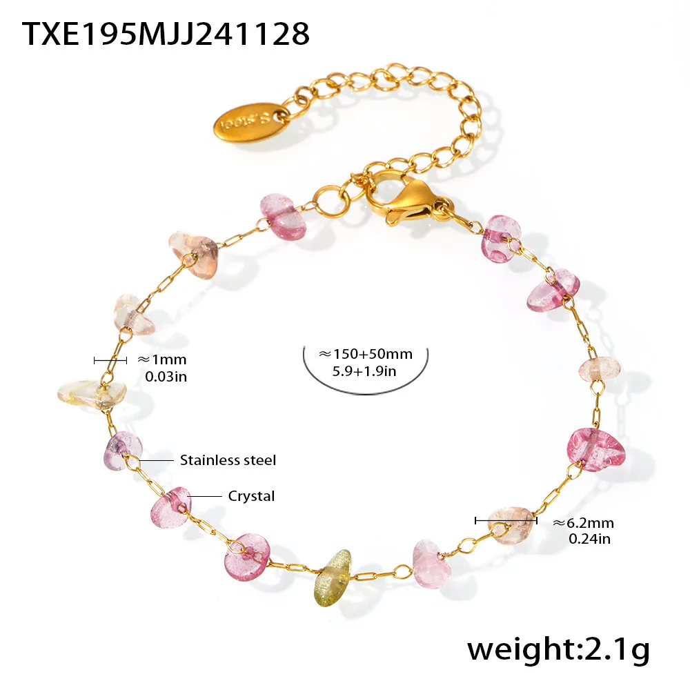 Mode Bunte Kristall Anhänger Halskette Armband Set 2 stücke Frauen Edelstahl Vergoldet Kette Böhmischen Schmuck Zubehör – Detail 5