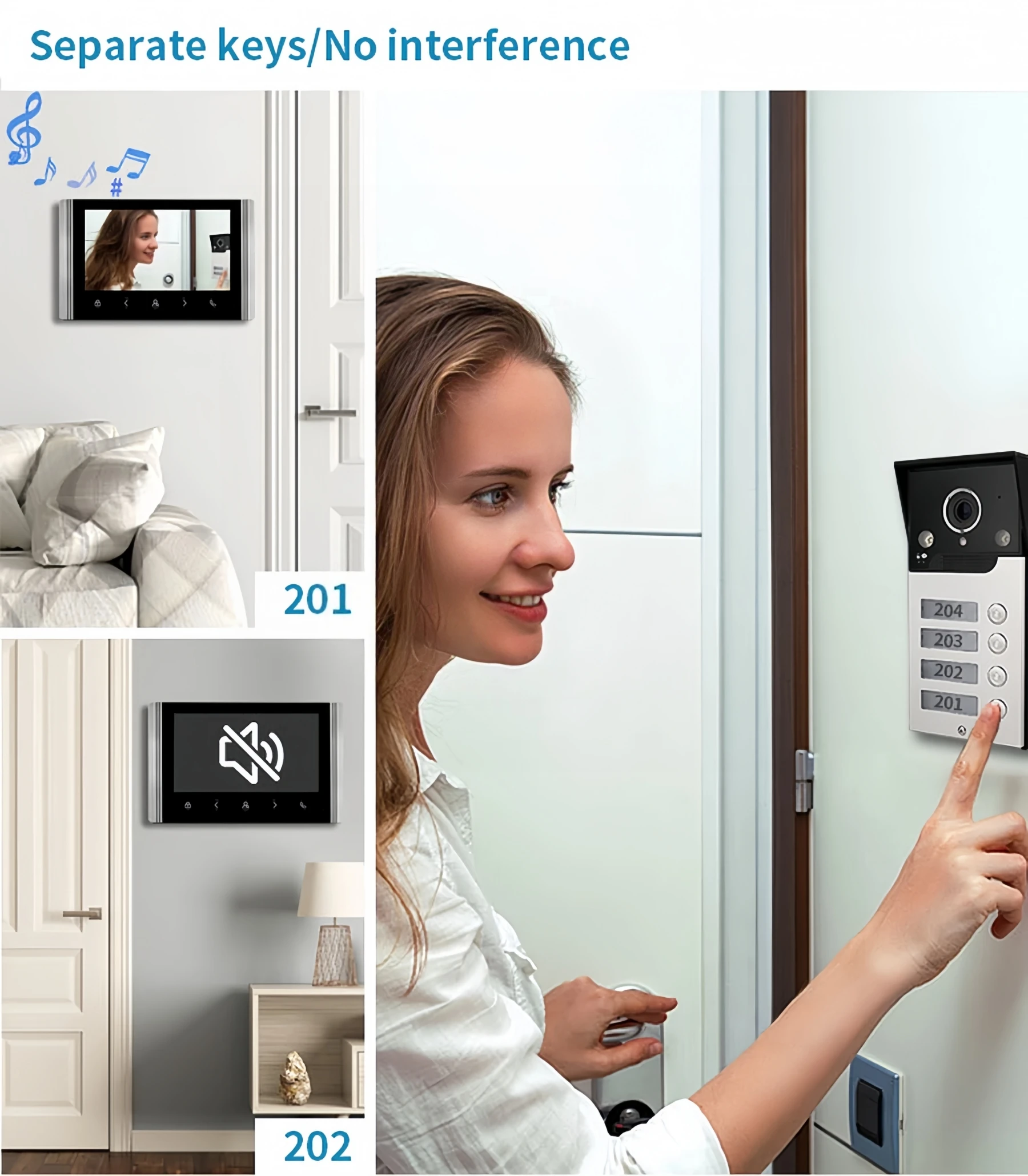 2 3 4 Unit Home Video Intercom with HD 1080P Doorbell Camera Night Vision Video Door Phone System for Apartments Residentia