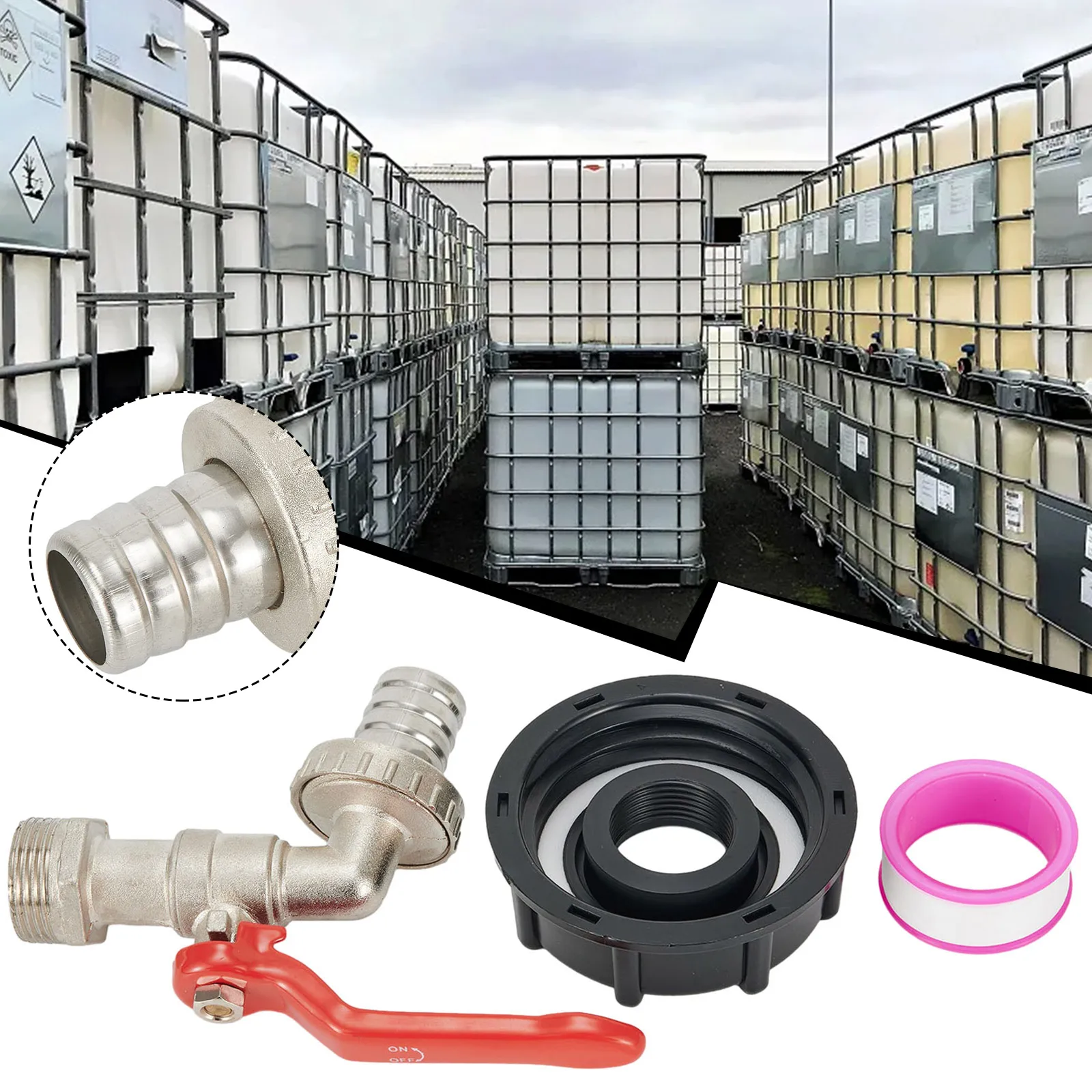 Connettore Uscita 1 Pollice Femmina Set 3 Pezzi Raccordo Per Serbatoio IBC 1000L - Adattatore S 60x6 Con Uscita 1 F, Tappo In Plastica Serbatoio Acqua 1000 Litri