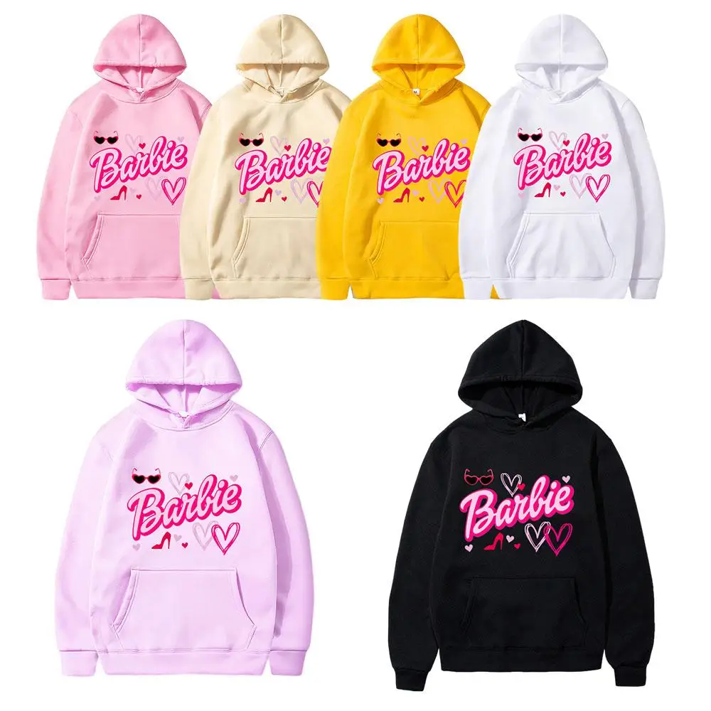 

Barbie Kawaii Women's Hoodie Anime Cartoon Girl Warm Hooded Sweater Autumn and Winter Adult Sweatshirt Pullover Christmas Gift