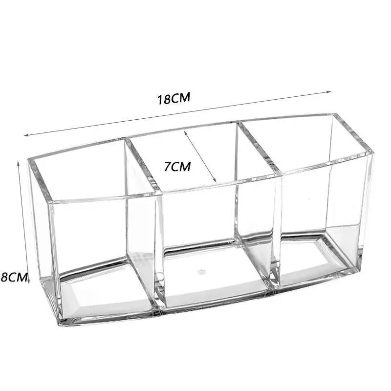 3 Holes Transparent Acrylic Makeup Brush Tool Cosmetic Makeup Storage Box Case Make-up Brush Holder Table Organizer Make Up Tool