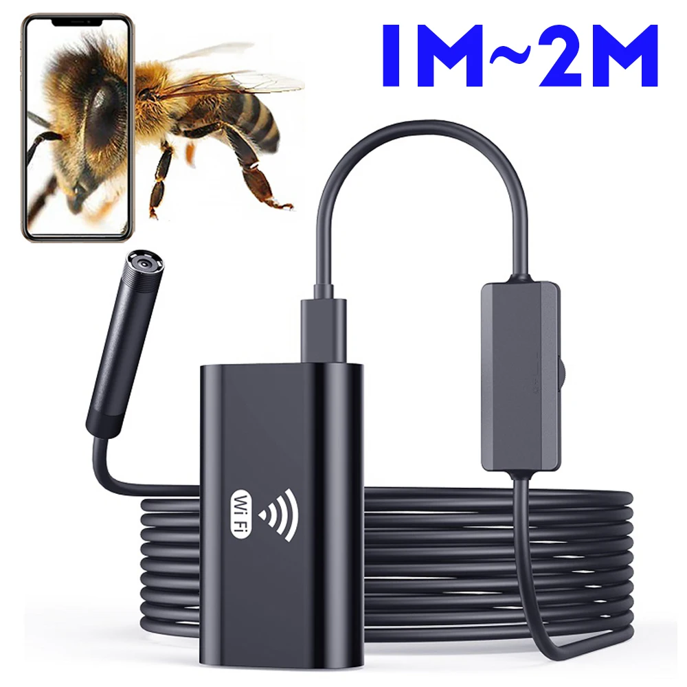 

WiFi Endoscope Waterproof Mini Camera Inspection USB Borescope Snake HD 720p 8mm Lens Car Engine Drain Pip for Iphone Android PC