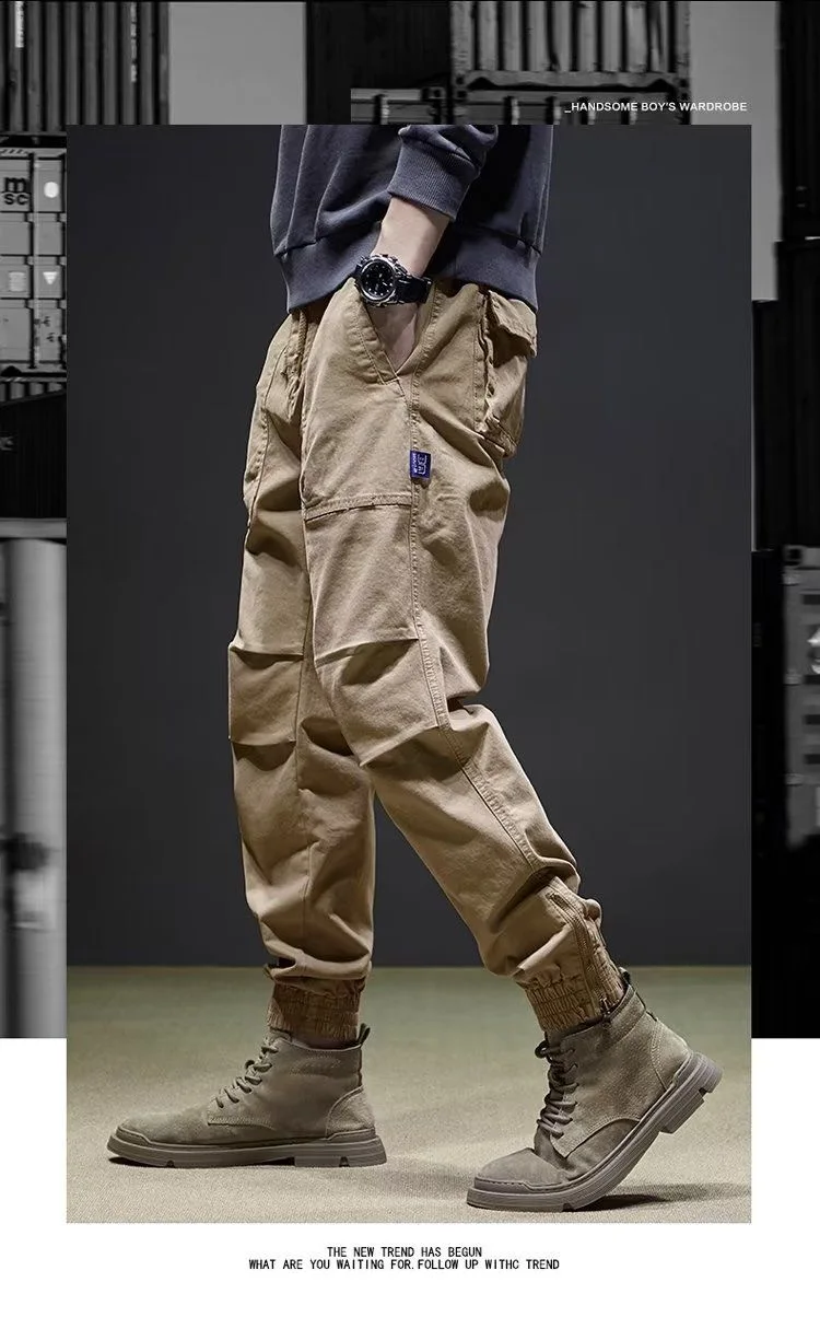 Description Picture 3 of item2024 Spring and Autumn New Fashion Outdoor Sports Solid Color Overalls Men's Casual Relaxed Comfortable Breathable Pants M-5XL