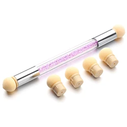 Sponge Head Gradient Brush for Nail Art and Manicure (Purple 5PCS)