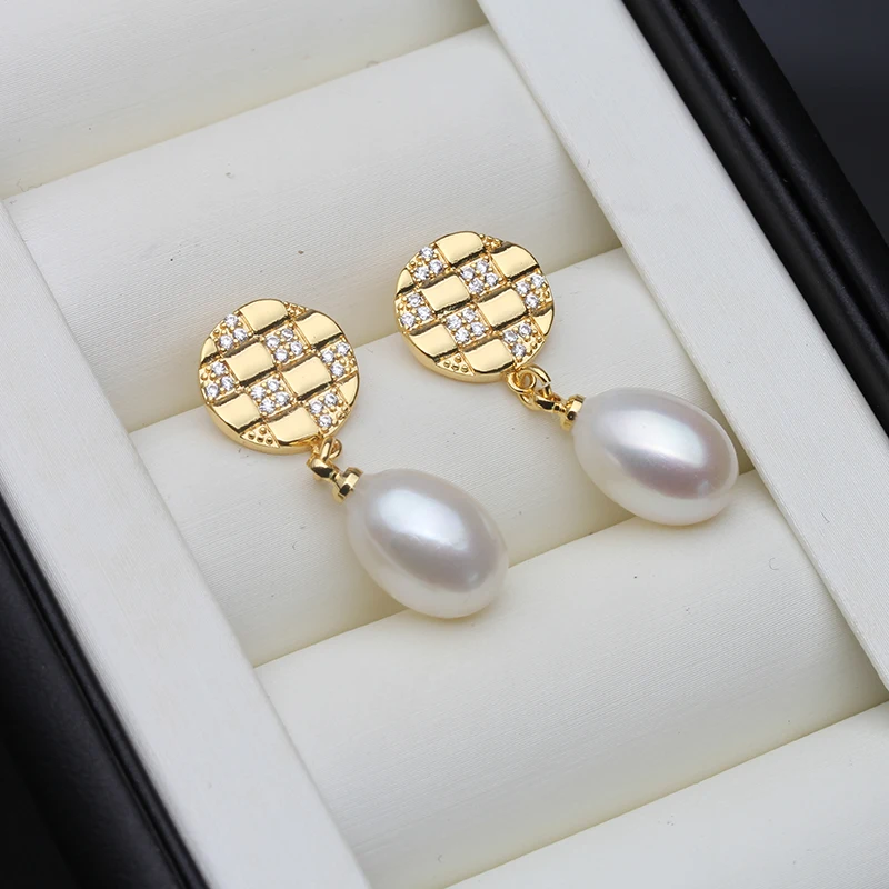 

Real Gold Plated Natural Pearl Earrings For Women,925 Sliver Pin Freshwater Pearl Drop Earrings Luxe Korea Earrings Jewelry Gift