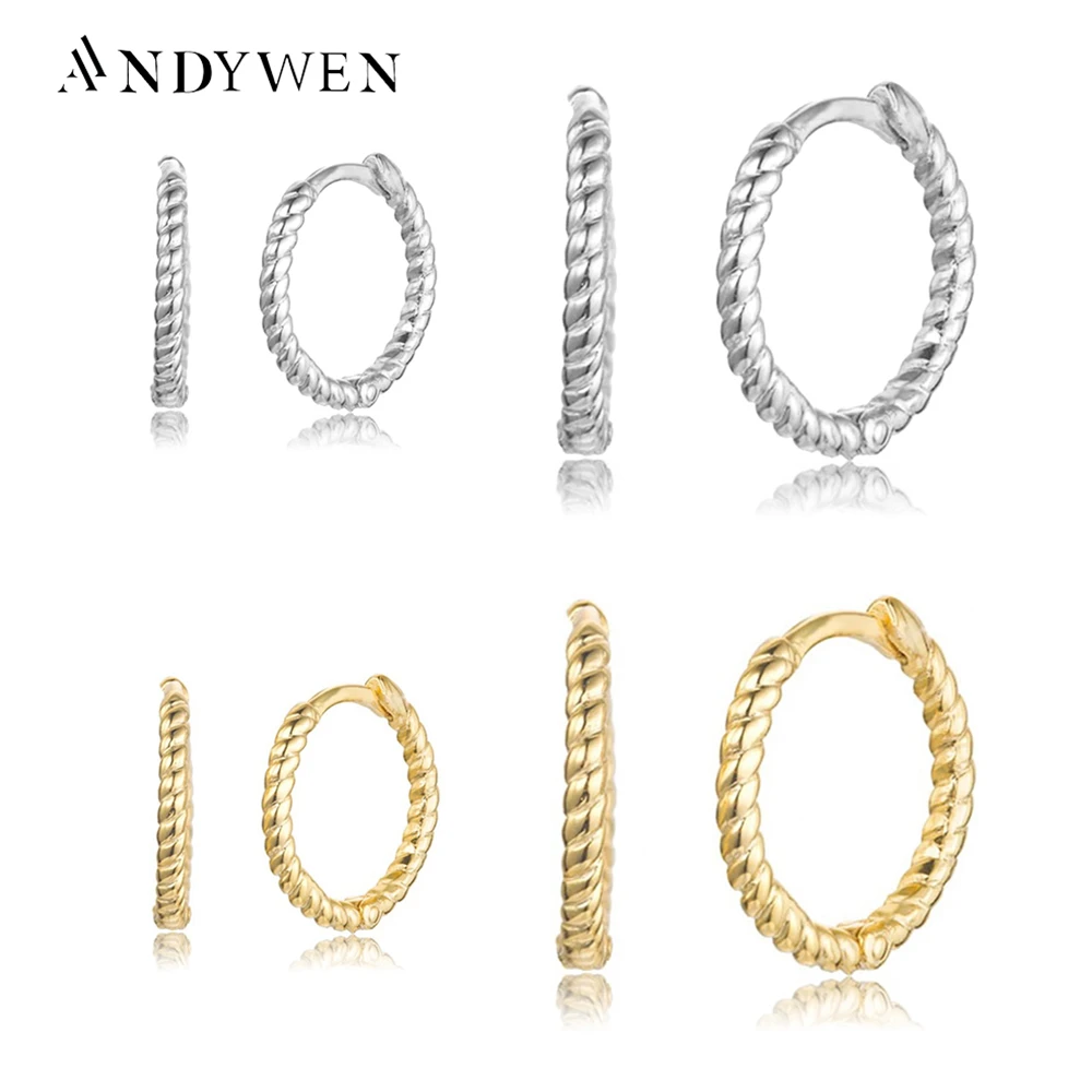 Andywen Vite In Argento Sterling 925 Mini Cerchi Grandi Cerchi Huggies Donne Rock Punk Anello Orecchino Per Gioielli Prezzo All'Ingrosso 2020
