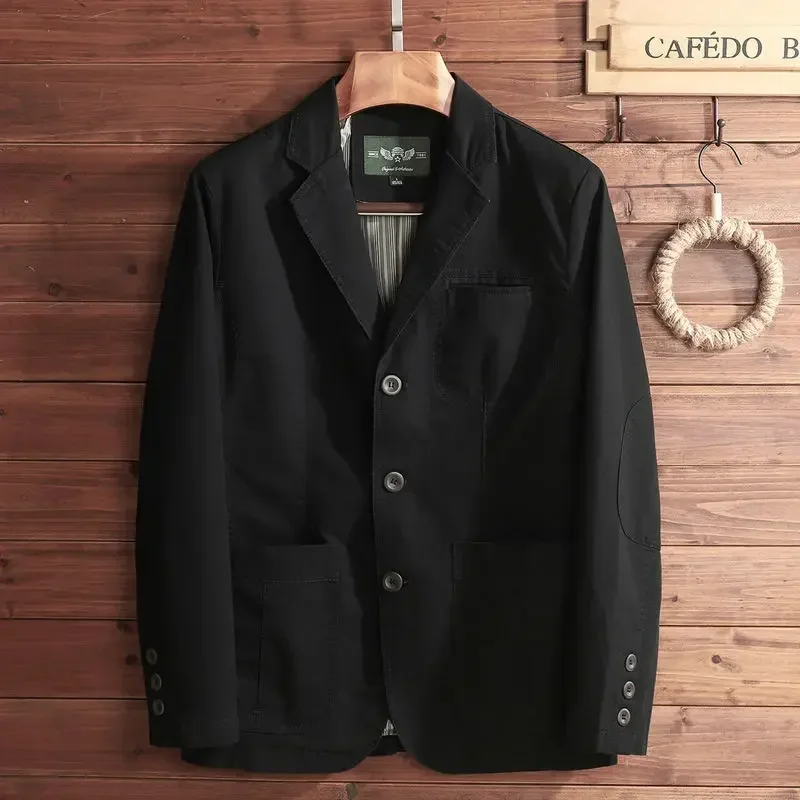 New European Plus Size Men's Jacket Elegant Italian Style Gentleman Business Lapel Loose Casual Slim Fit Three Buttons Blazer 4