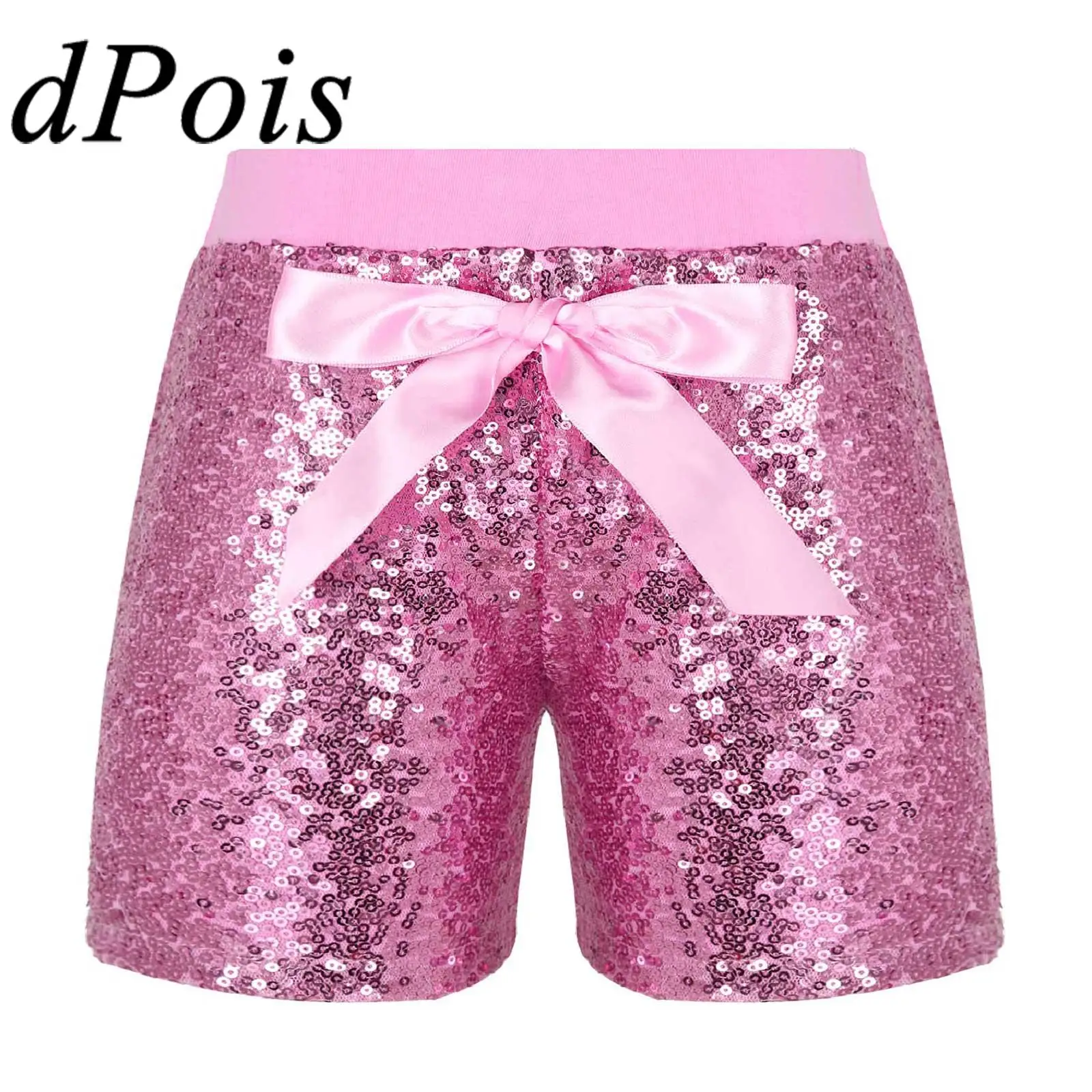

Kids Boys Girls Jazz Dance Shorts Princess Bowknot Sparkling Sequins Boxer Shorts for Birthday Party Dressy Performance Costumes