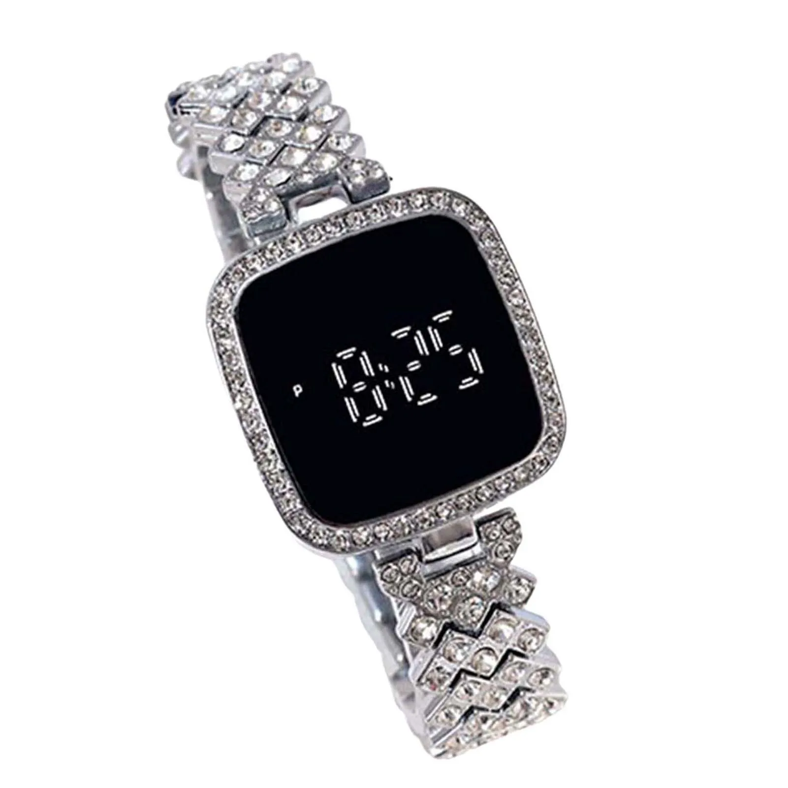 Women Watches Crystal Bracelet Watch Square Dial Touch Screen For Women