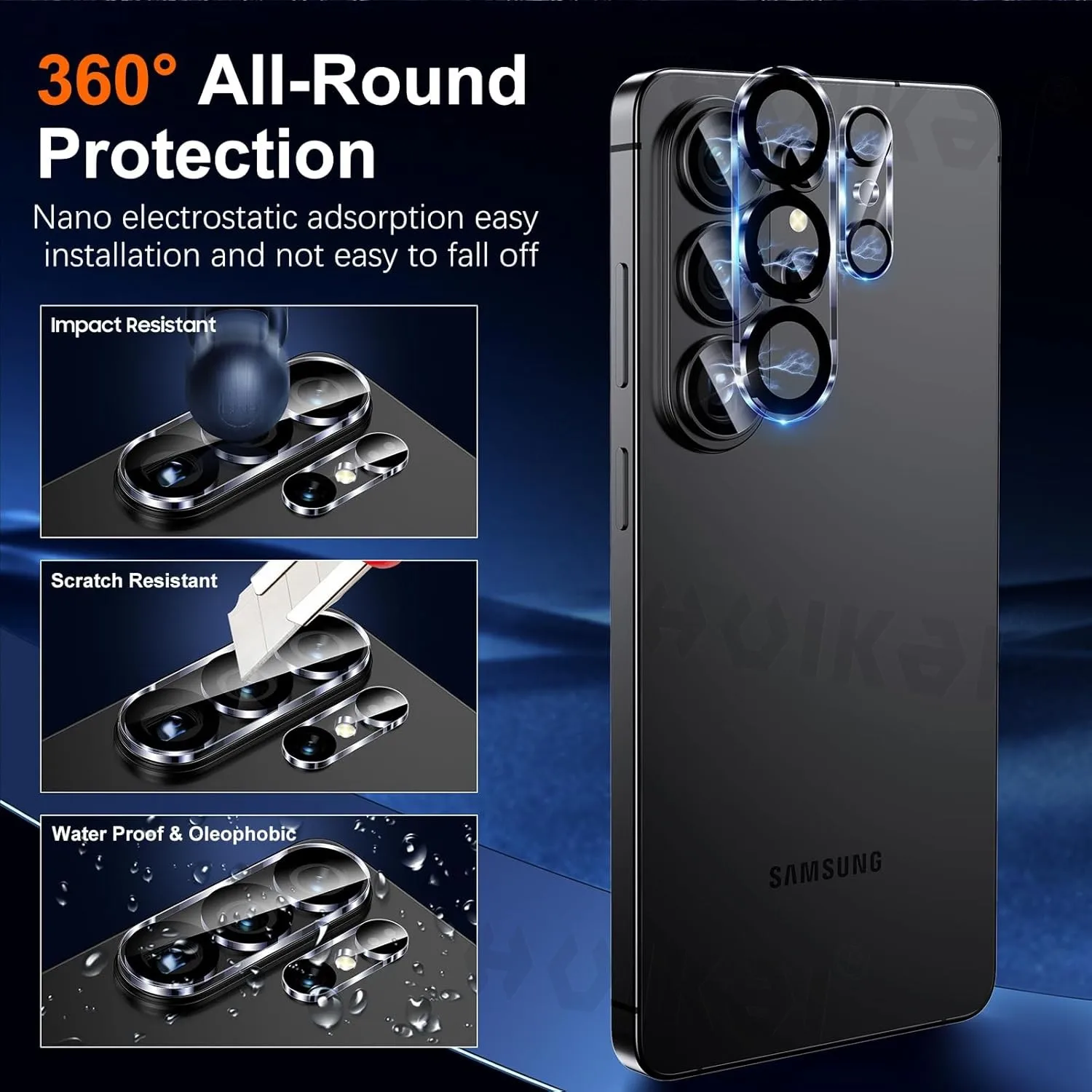 3-Pack Tempered Glass Camera Lens Screen Protectors - Anti-Scratch, High Definition