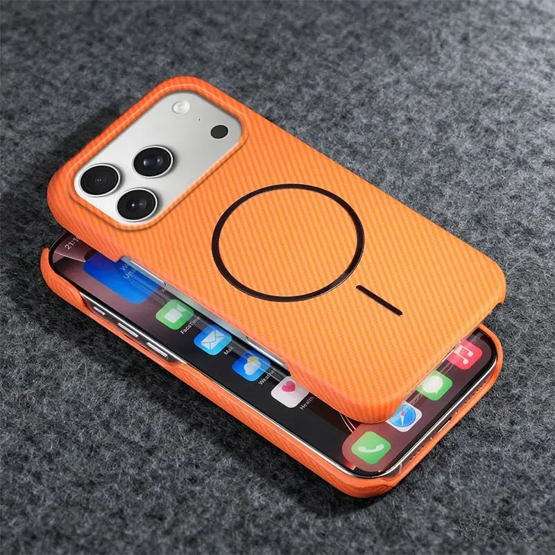 Enhanced Carbon Fiber Texture Matte Shockproof Case - Magnetic Half-Encased Design