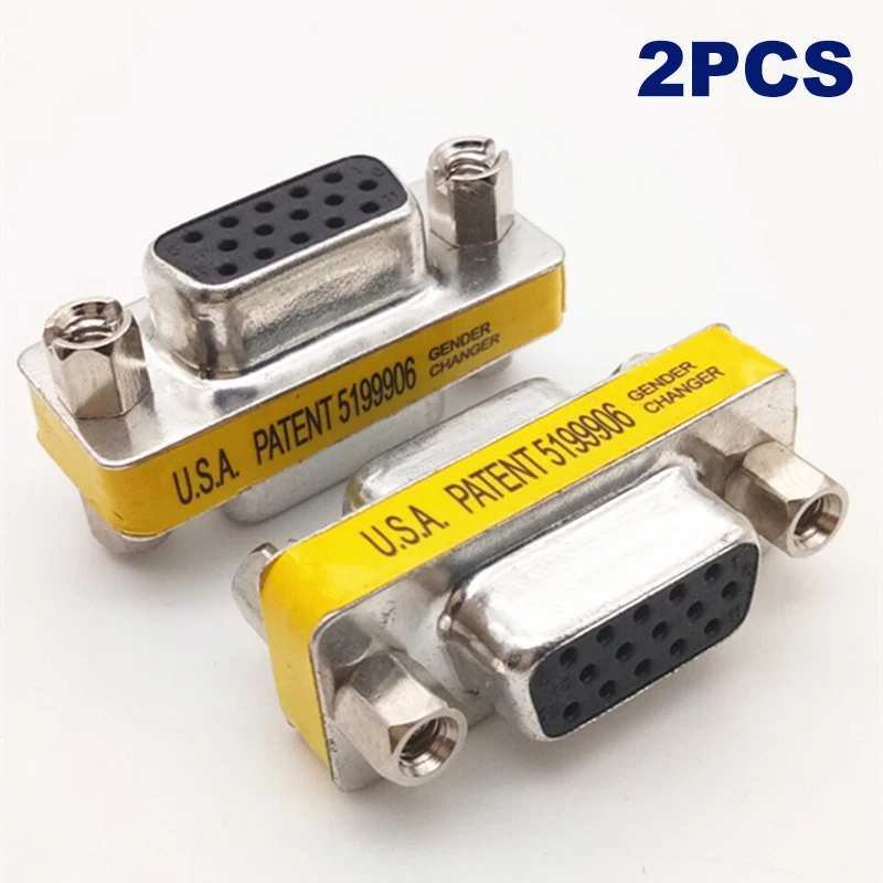 

2Pcs Female To Female DB15 Gender Changer Adapter Male To Female DSub VGA 15Pin Female To Female Converter For Monitor Projector