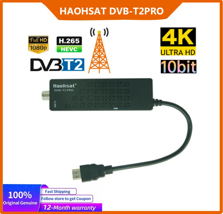 Haohsat Europa Italia Hevc Dvb-T2Pro Tv Stick 4K Decoder Digitale Terrestre Sintonizzatore Tv Dvb T2 H.265 Set-Top Box Dvb C T2 Tv Stick