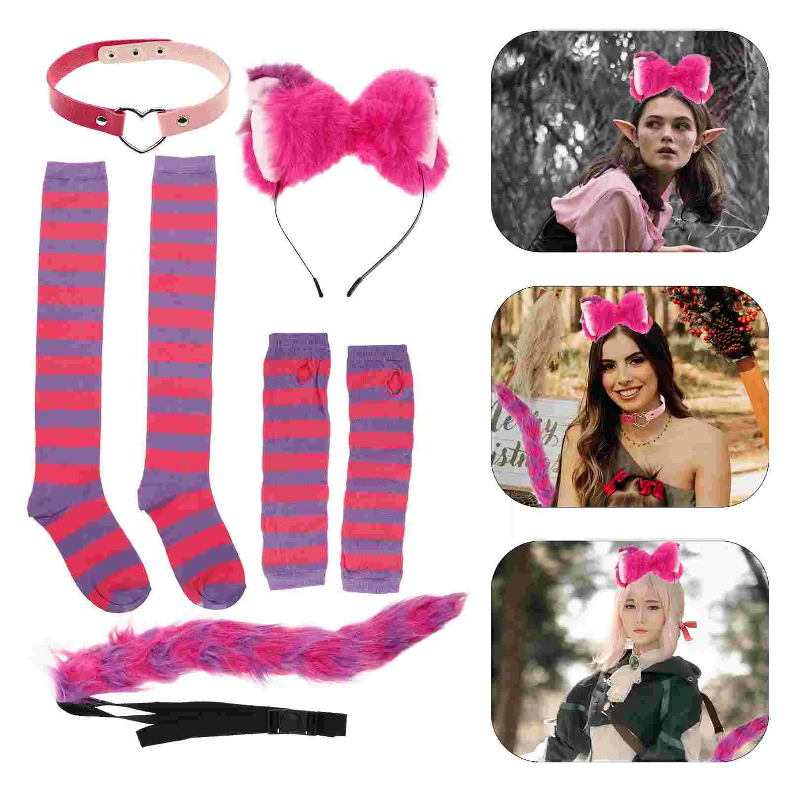 Animal costume set 1 set cat costume accessories cosplay cat ears headband tail gloves collar socks Halloween costume kit
