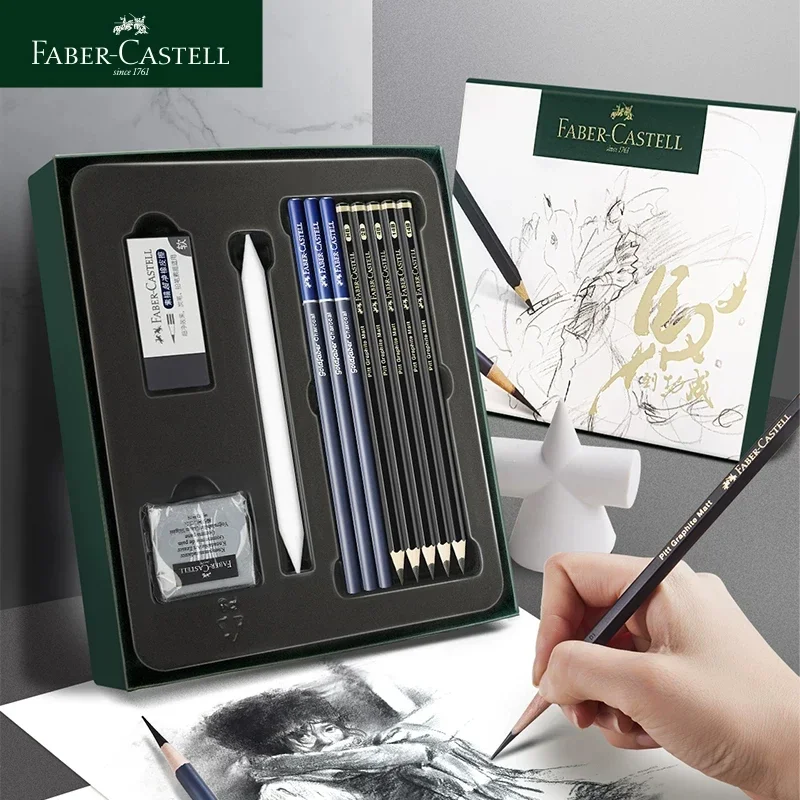Faber Castell Sketch Pencils Set Painting Sketching Book tools Rubber Art Drawing Supplies Set for School Kneaded Eraser Student
