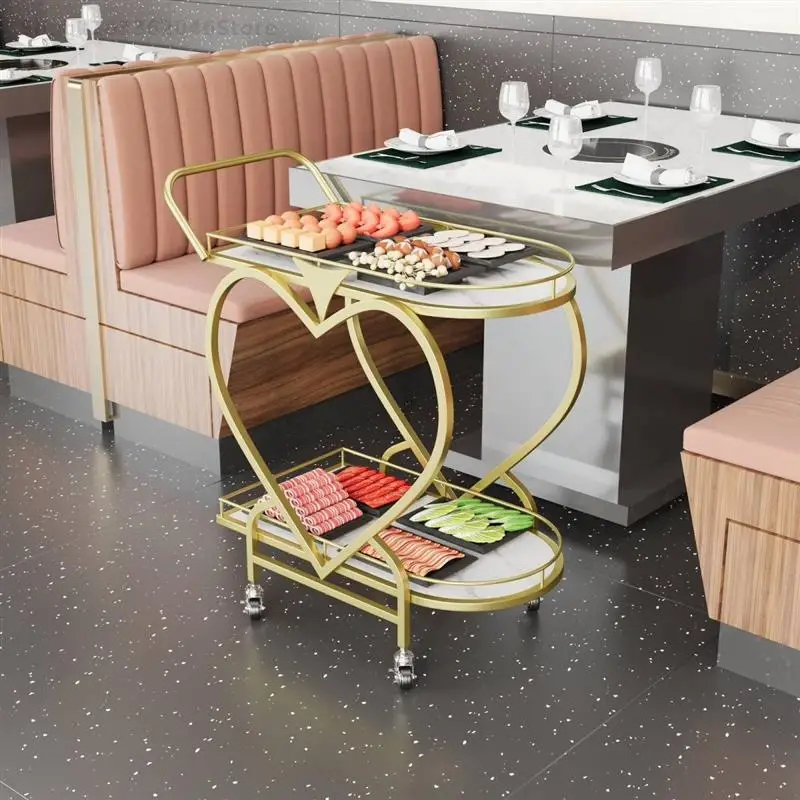 Nordic Mobile Trolley High-end Storage Car Hotel Wine Car Golden Multi-layer Iron Dining Restaurant Delivery