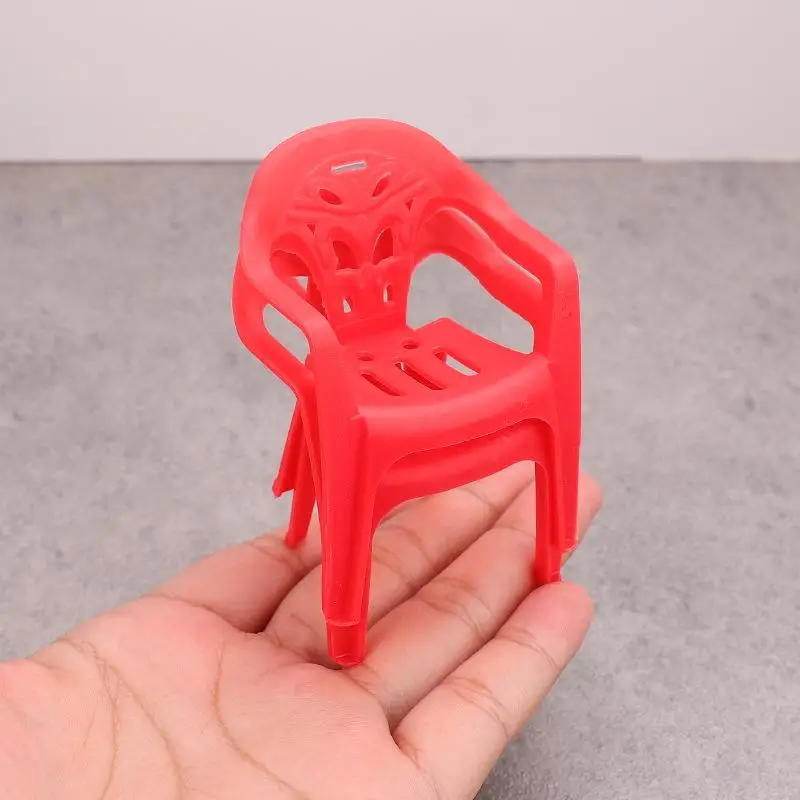4-Pack Miniature Backrest Chair Set, Plastic Dollhouse Armchairs, 1/6 Scale Doll Furniture, Ideal Children's Gifts