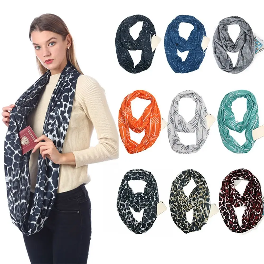 

Thermal Men Women Bib Friend Gift Wraps Shawl Hidden Zip Pocket Scarves Circle Loop Scarves Infinity Scarf