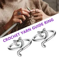 6Pcs Crochet Ring Adjustable Yarn Tension Ring Set Non-Slip Cat Peacock Shape Knitting Ring Sewing Supplies 2