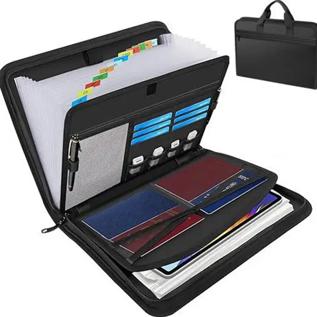 A4 Zipper File Bag Waterproof Fireproof Document Bag Foldable Accordion File Pouch Large Capacity Document Storage Bag 1