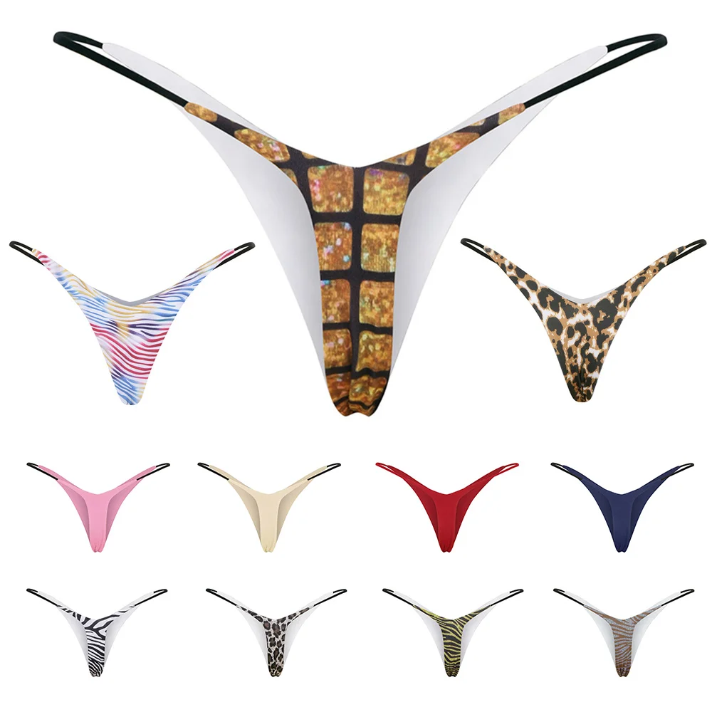 

Leopard Bikinis Panties Sexy Women Thongs Summer T-Back Female Lingerie Silk Underpants Low Waist Pantys Seamless Underwear