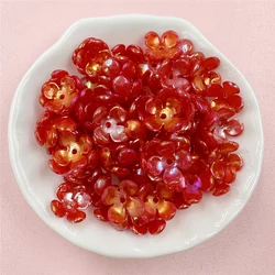 Vibrant Floral Acrylic Beads for DIY Jewelry and Crafts - 80 - Piece Set (4 petals Red)