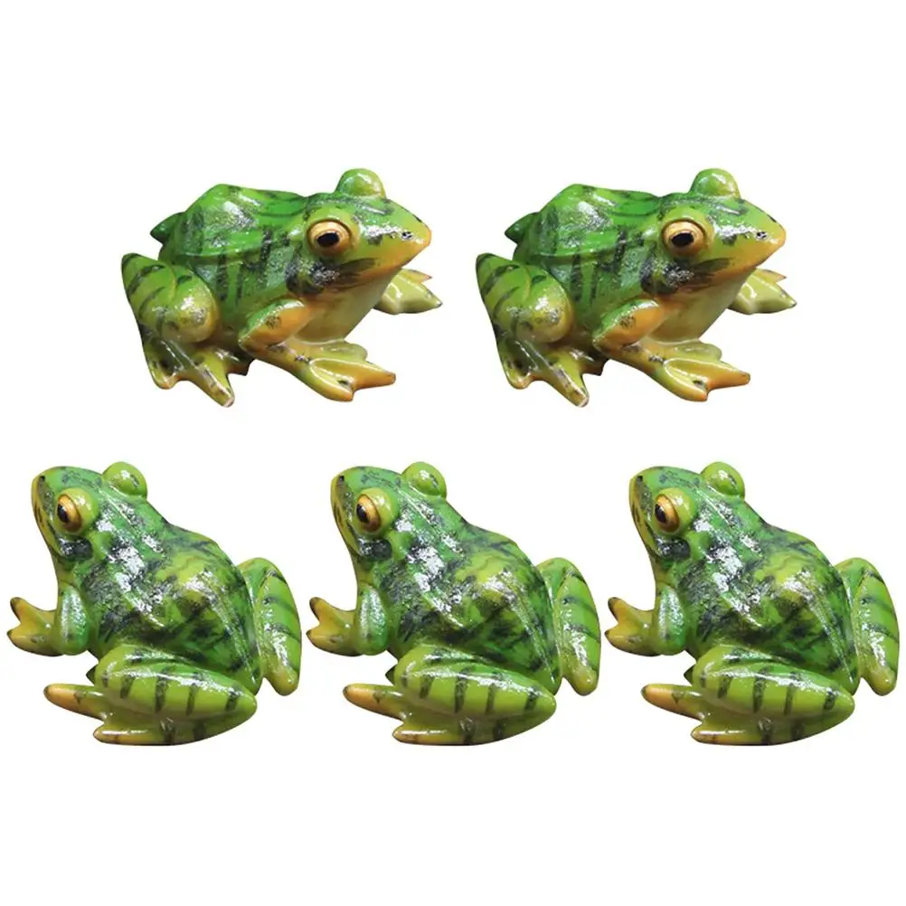

5Pcs Frog Statue Garden Ornaments Mini Frog Resin Animal Sculpture Indoor Outdoor Decor For Garden Patio Yard