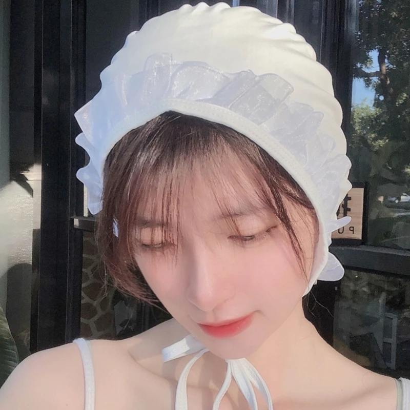Lace Waterproof Swimming Cap Cute Swim Cap for Very Long Thick Curly Hair Dreadlocks-Weaves Braids Afros Keep Hair Dry 2