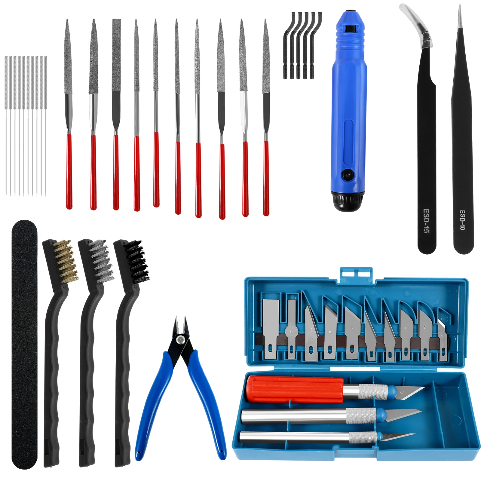 

46Pcs 3D Printer Tool Kit Multipurpose 3D Printer Accessories Set Durable Removal and Cleaning Tool with Cleaning Tool Deburring
