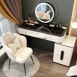 Coiffuse vestidores de lujo de madera maciza, mesas de vidrio de alta gama, muebles de dormitorio, tocador moderno, armarios de almacenamiento de maquillaje