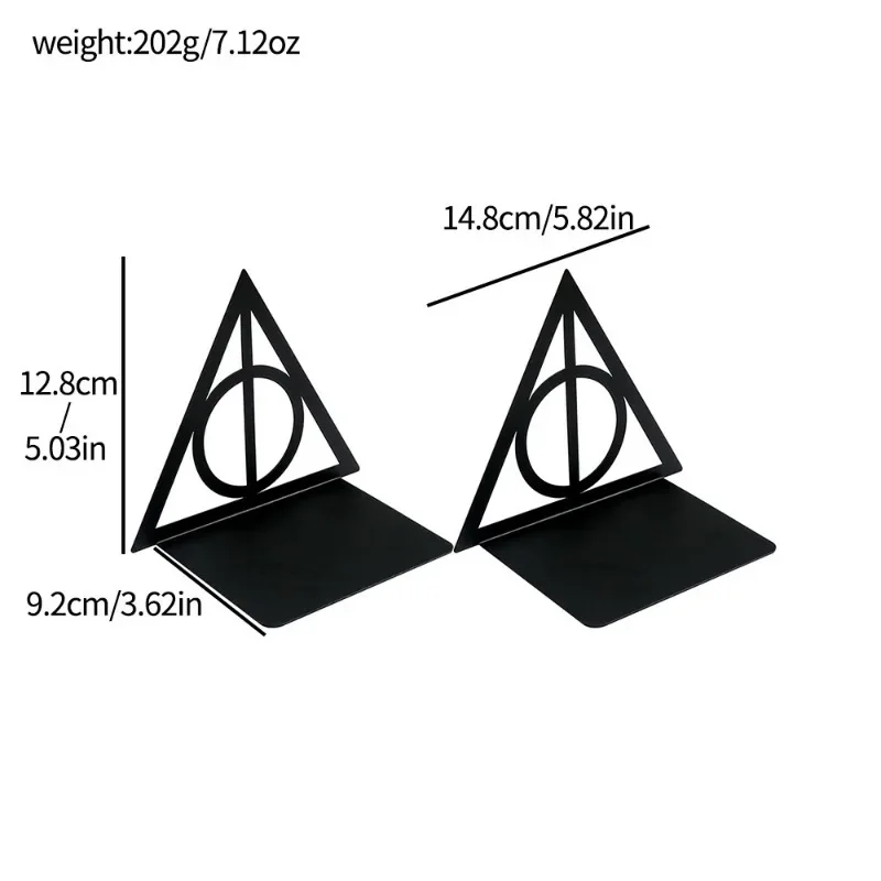 Triangle graphic book end, metal heavy-duty book end, fan organized desktop, home office, iron book end 5