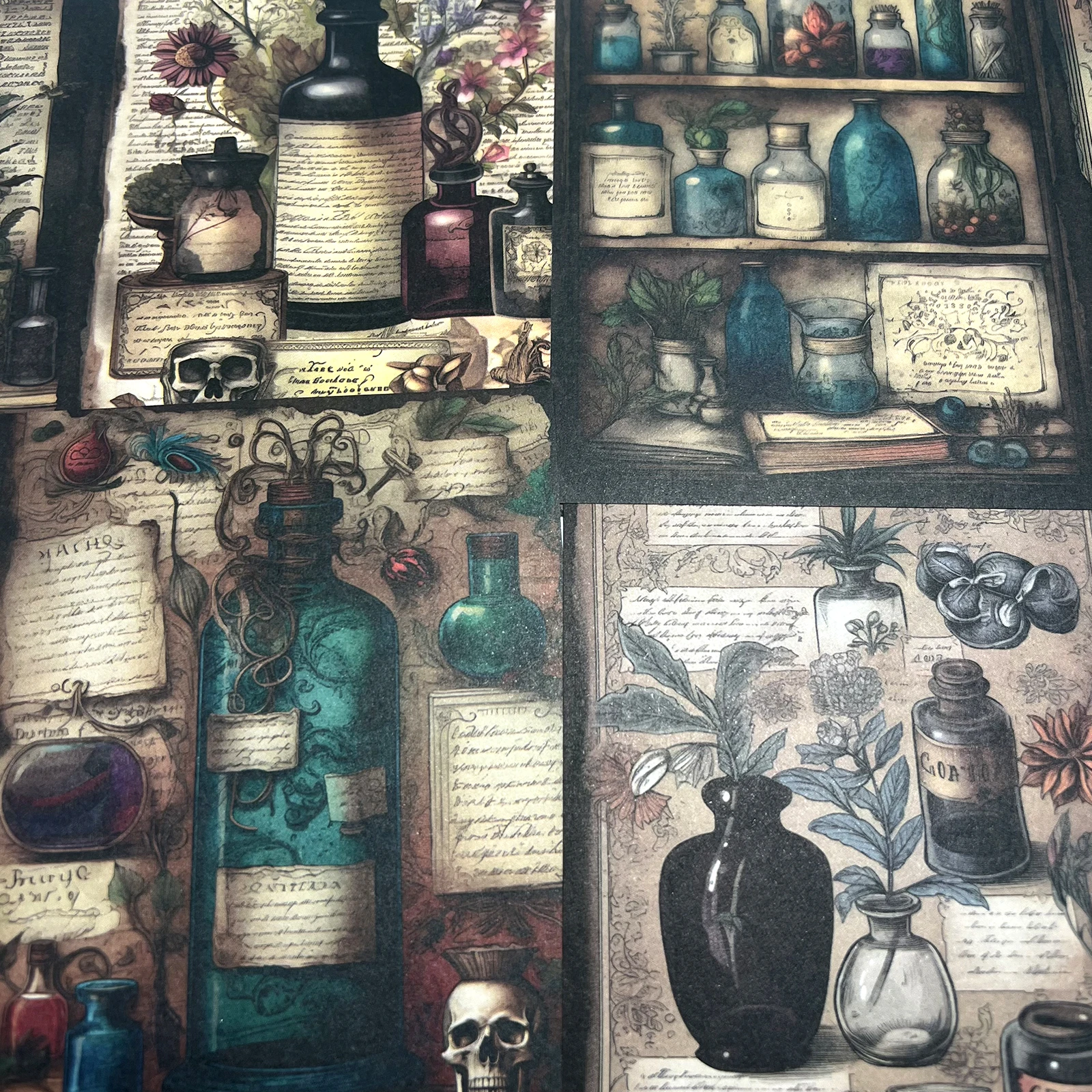 Viguscraft 10Sheets A5 Size Dark Magic Gothic Pill Bottle Junk Diary Magazine Scrapbooking