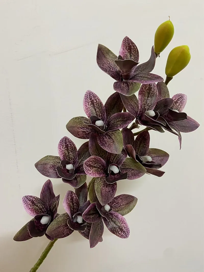Artificial Red Phalaenopsis Orchid with Real Touch Cymbidium Tiger Accent