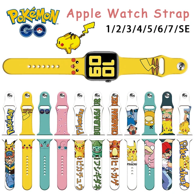 buffet Dødelig Lilla Anime Pokemon Pikachu Silicone Strap for Apple Watch Band 44mm 45mm 42mm  40mm 38mm 41mm Bracelet IWatch Apple Watch 7 6 5 3 SE _ - AliExpress Mobile