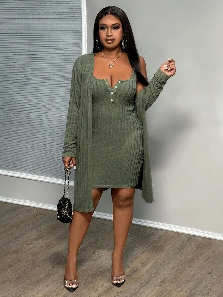 Wmstar Women Two Piece Grey Green Women's Versatile Elegant Fashion Set Cloak Dress 2 Piece Set Wholesale Dropshipping 2024
