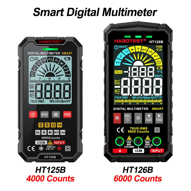 

Ture RMS Digital Multimeter 4000/6000 Counts Auto Range Test NCV Smart Multimetro Tester AC DC Voltage Capacitance Ohm Hz Meter